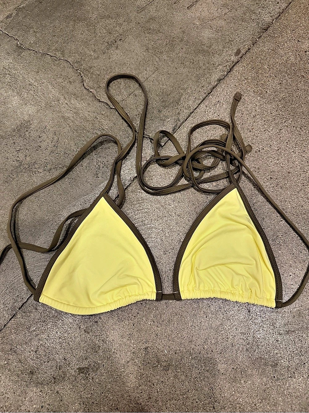 Frankie’s Bikinis Yellow Triangle Bikini Top
